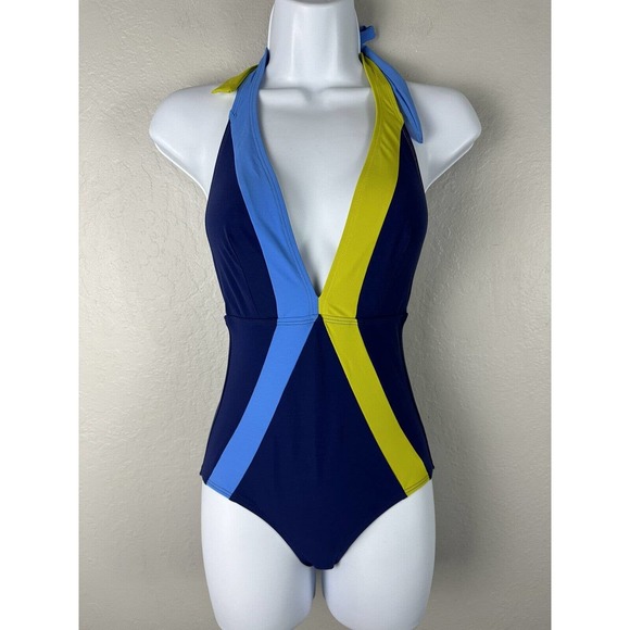 NWT Anthropologie Flagpole NYC Jade Plunge One Piece Swimsuit XS Keylime Shore
